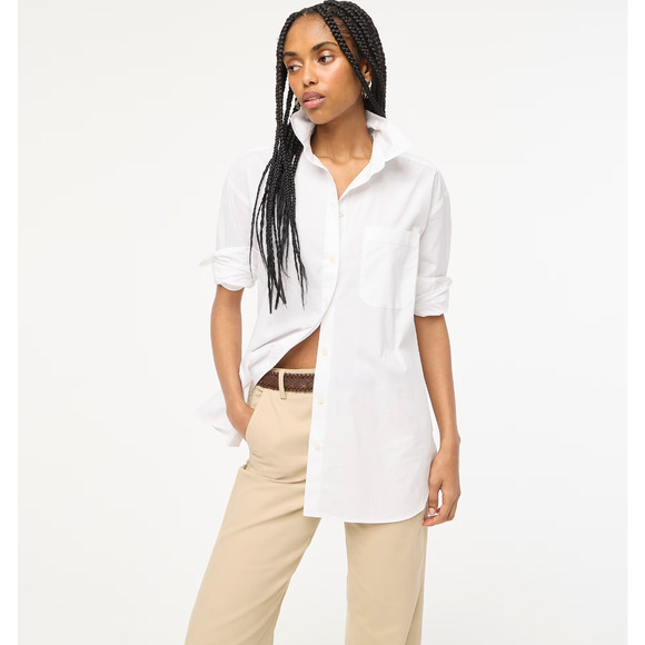 J.Crew Relaxed Button Up Shirt White Cotton Oversized Womens Classic XXL NWT - Picture 1 of 13